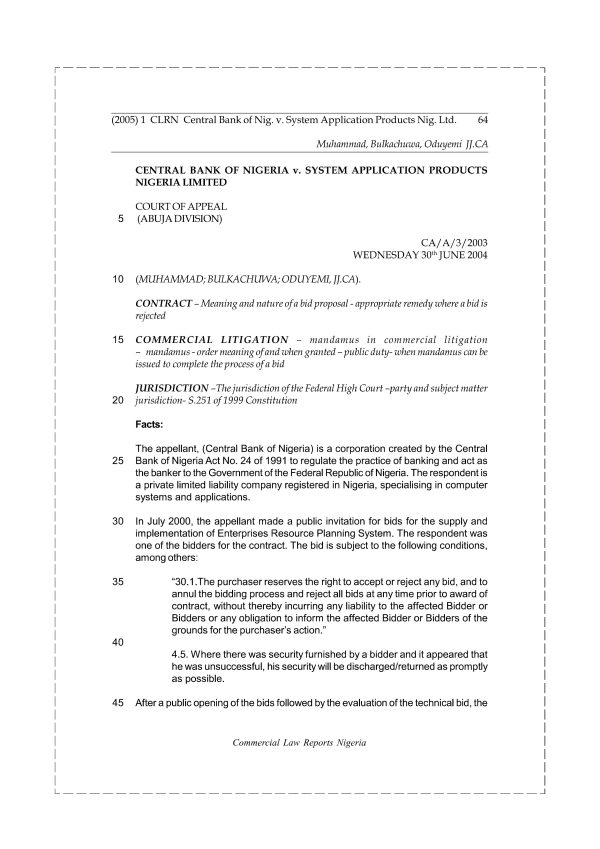 Central Bank of Nigeria v. System Application Products Nigeria Ltd
