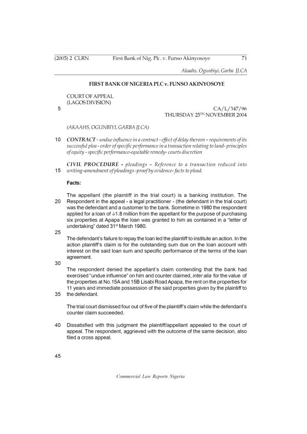 First Bank of Nigeria Plc v. Funso Akinyosoye