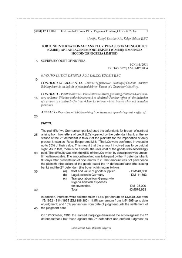 Fortune Int’l Bank Plc v. Pegasus Trading Office & 2 Ors