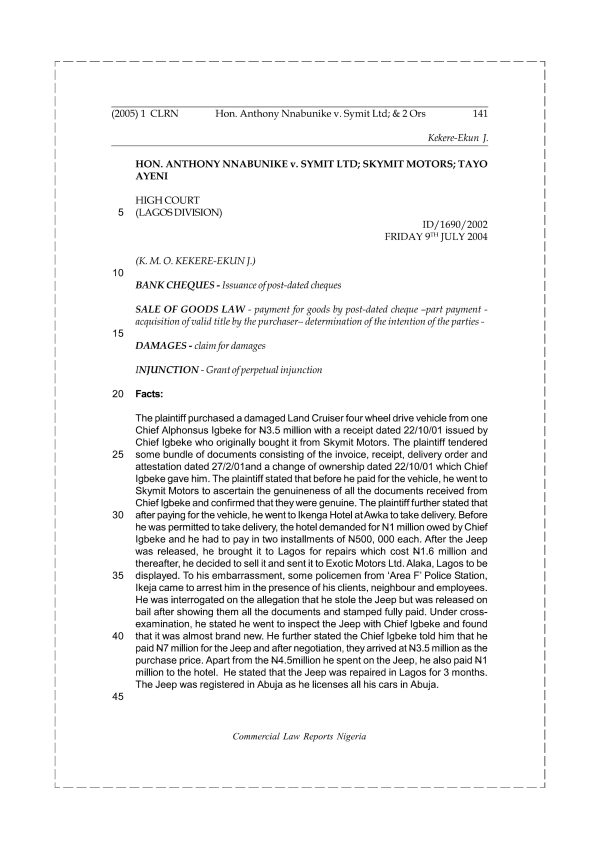 Hon. Anthony Nnabunike v. Symit Ltd & 2 Ors