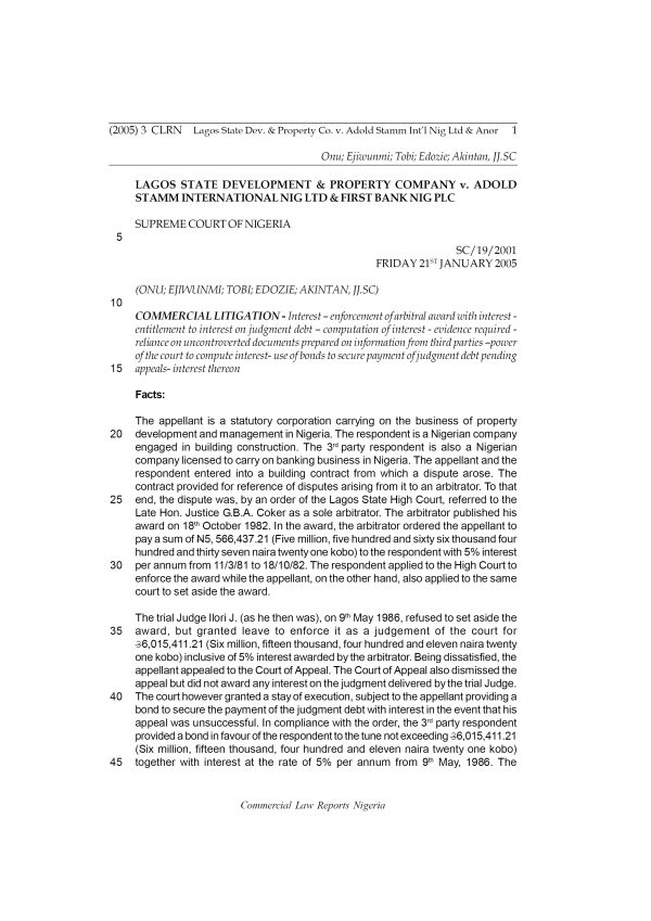 Lagos State Dev. & Property Co. v. Adold Stamm Int’l Nig Ltd & Anor