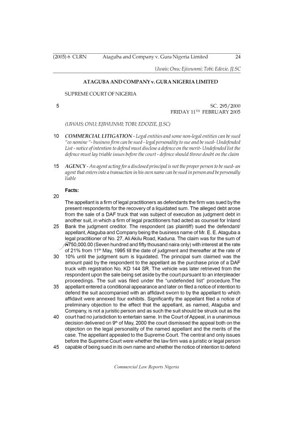 Ataguba and Company v. Gura Nigeria Limited