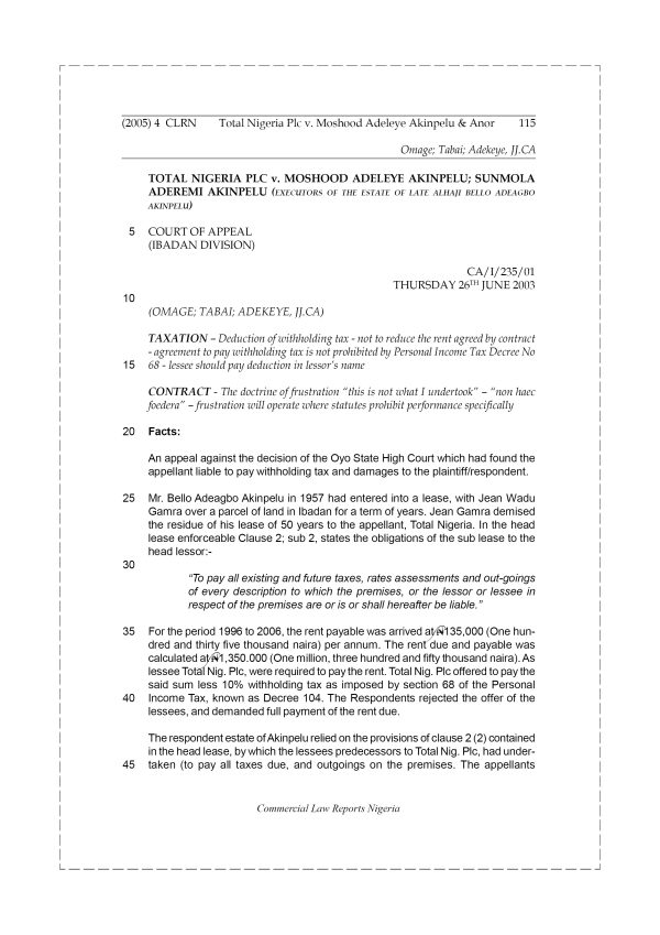 Total Nigeria Plc v. Moshood Adeleye Akinpelu & Anor