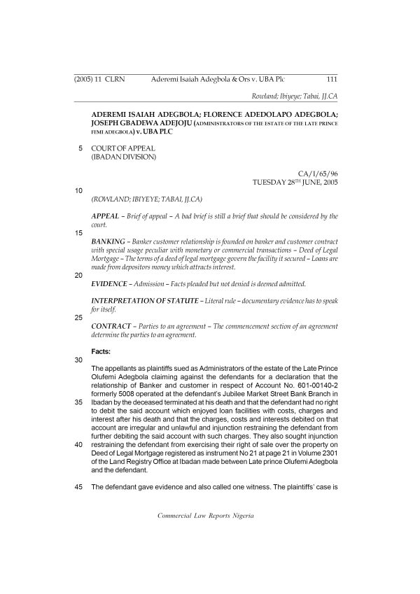 Aderemi Isaiah Adegbola & Ors v. UBA Plc