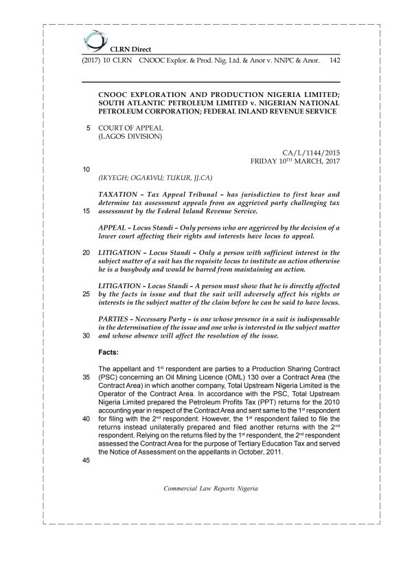 CNOOC Explor. & Prod. Nig. Ltd. & Anor v. NNPC & Anor.
