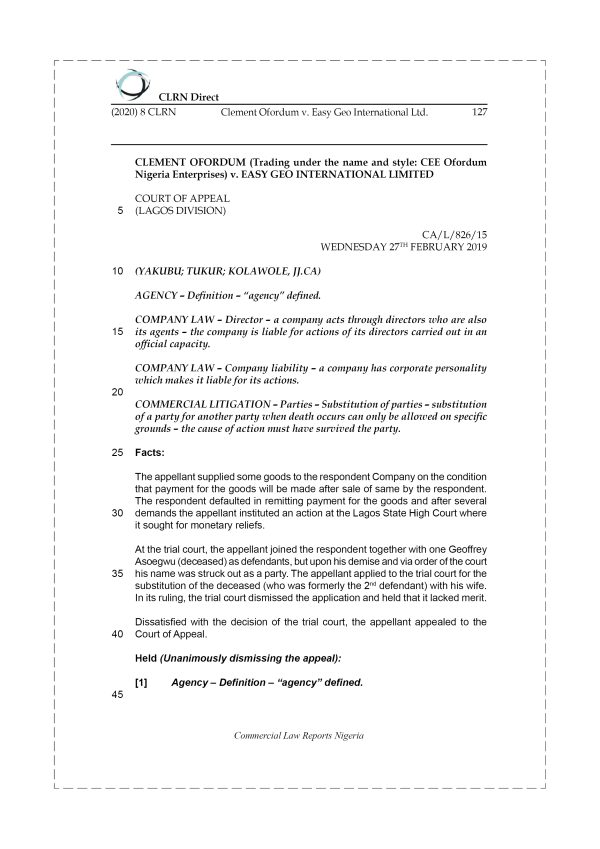 Clement Ofordum v. Easy Geo International Ltd.