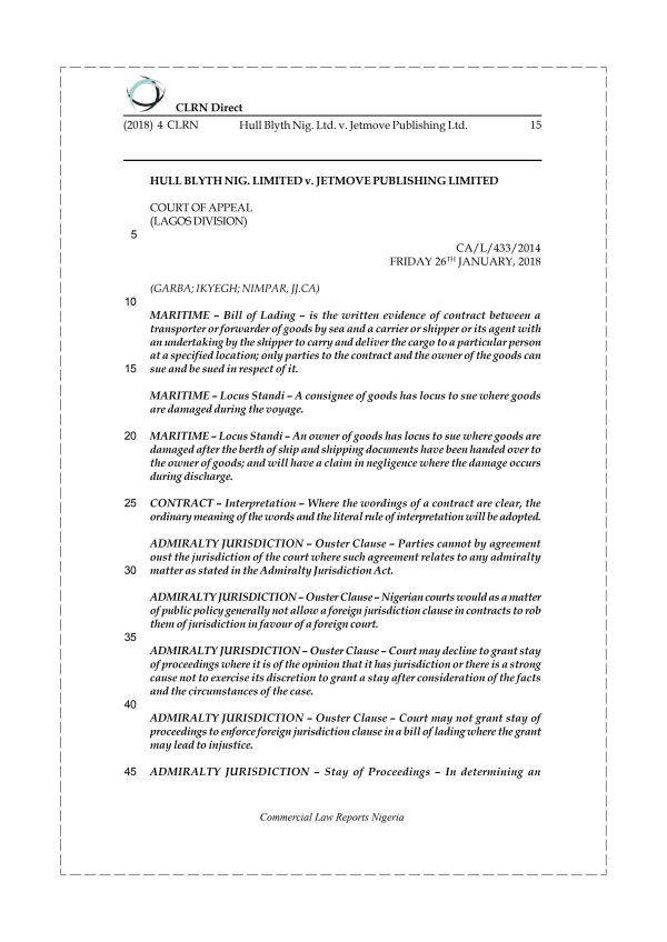 Hull Blyth Nig. Ltd. v. Jetmove Publishing Ltd.