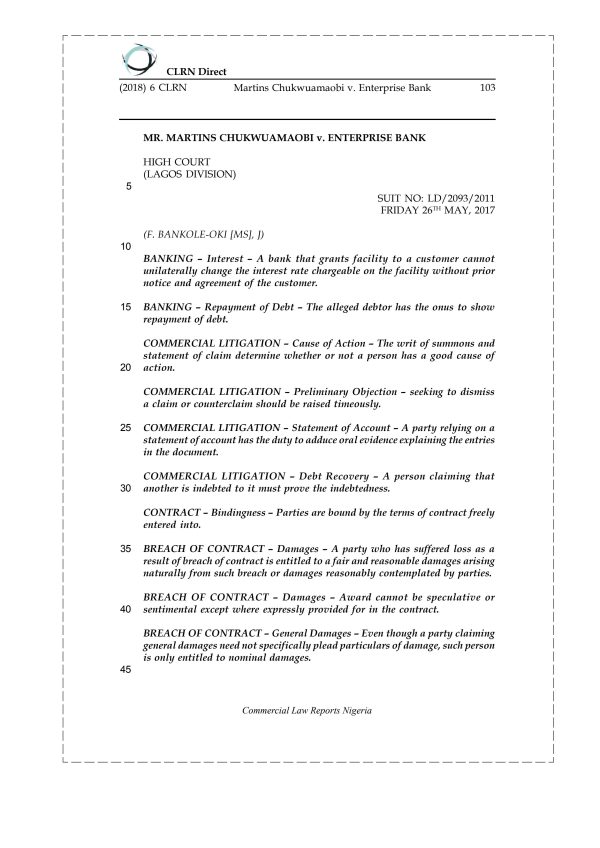 Martins Chukwuamaobi v. Enterprise Bank