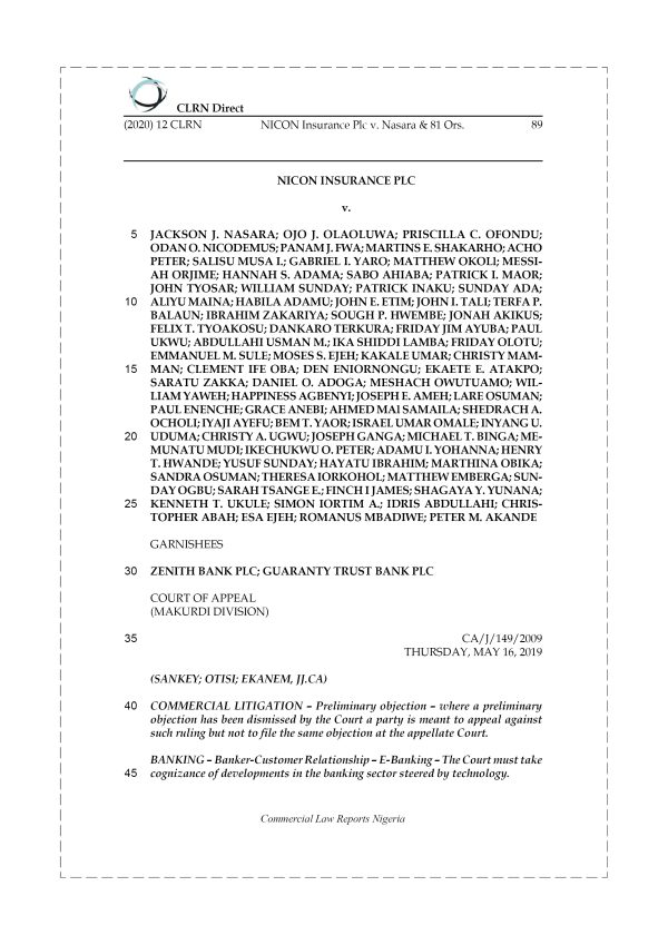 NICON INSURANCE PLC v. NASARA & 81 ORS