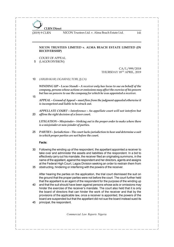 NICON Trustees Ltd. v. Alma Beach Estate Ltd.