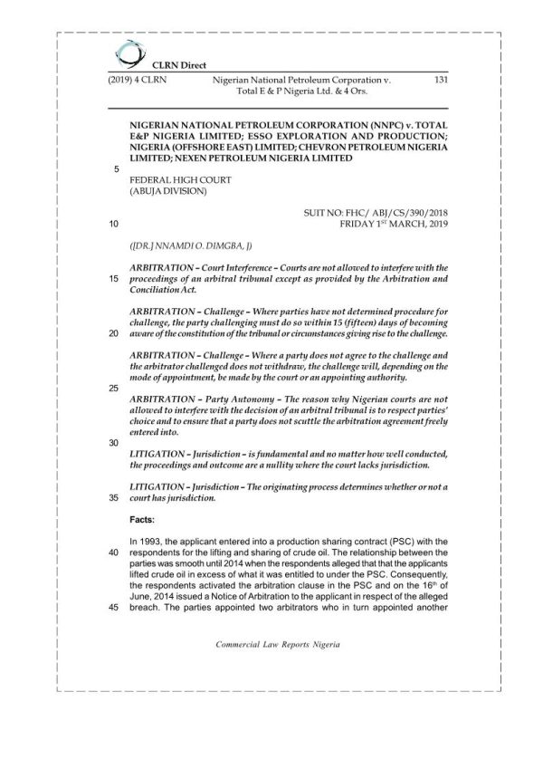 NIGERIAN NATIONAL PETROLEUM CORPORATION v. TOTAL E & P NIGERIA LTD. & 4 ORS.