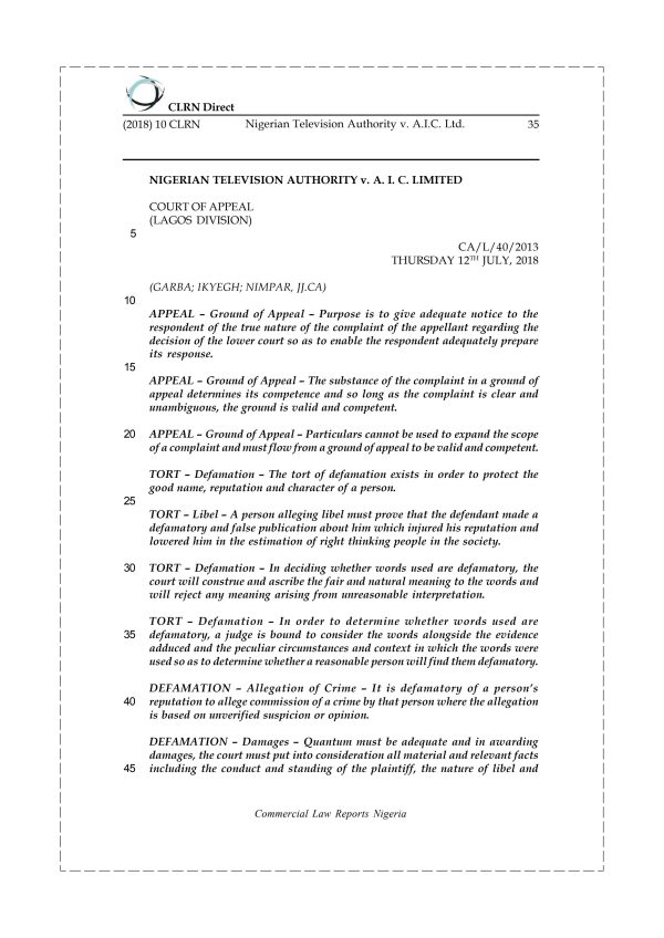 Nigerian Television Authority v. A.I.C. Ltd.