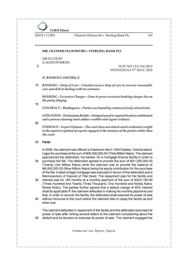 OLUFEMI OLUFOWOBI v. STERLING BANK PLC