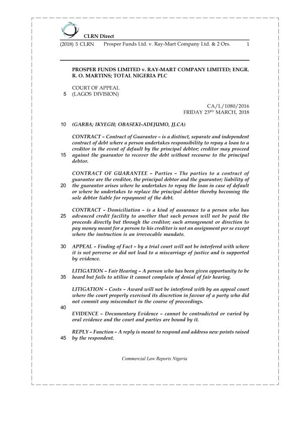 Prosper Funds Ltd. v. Ray-Mart Company Ltd. & 2 Ors.