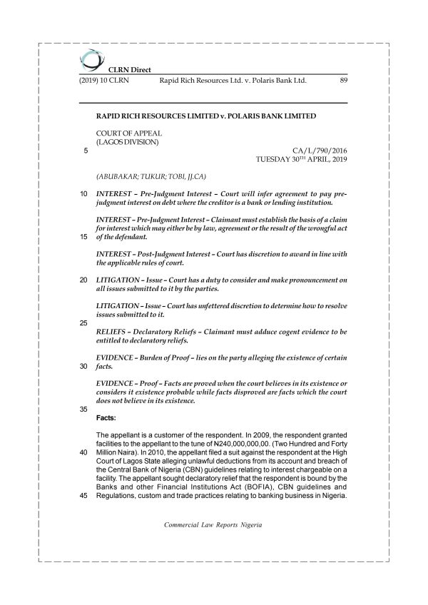 RAPID RICH RESOURCES LTD. v. POLARIS BANK LTD