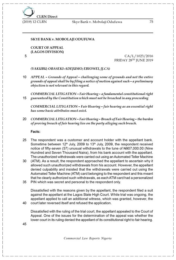 SKYE BANK v. MOBOLAJI ODUFUWA