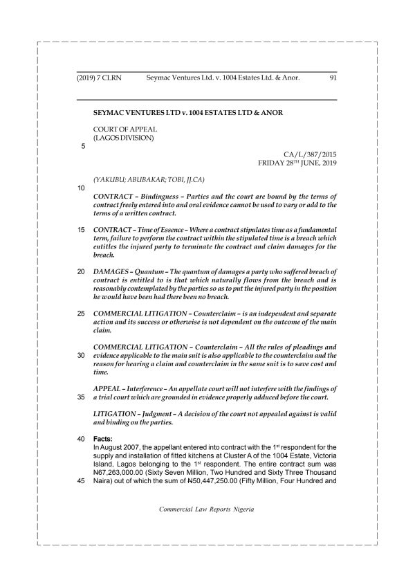 Seymac Ventures Ltd. v. 1004 Estates Ltd. & Anor.