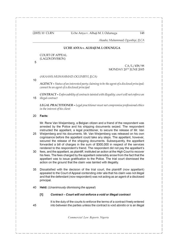 Uche Anya v. Alhaji M. I. Odunuga