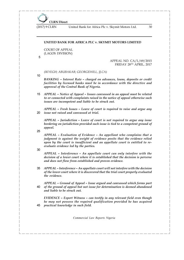 United Bank for Africa Plc v. Skymit Motors Ltd.