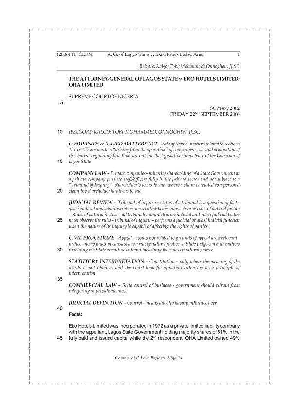 A. G. of Lagos State v. Eko Hotels Ltd. & Anor