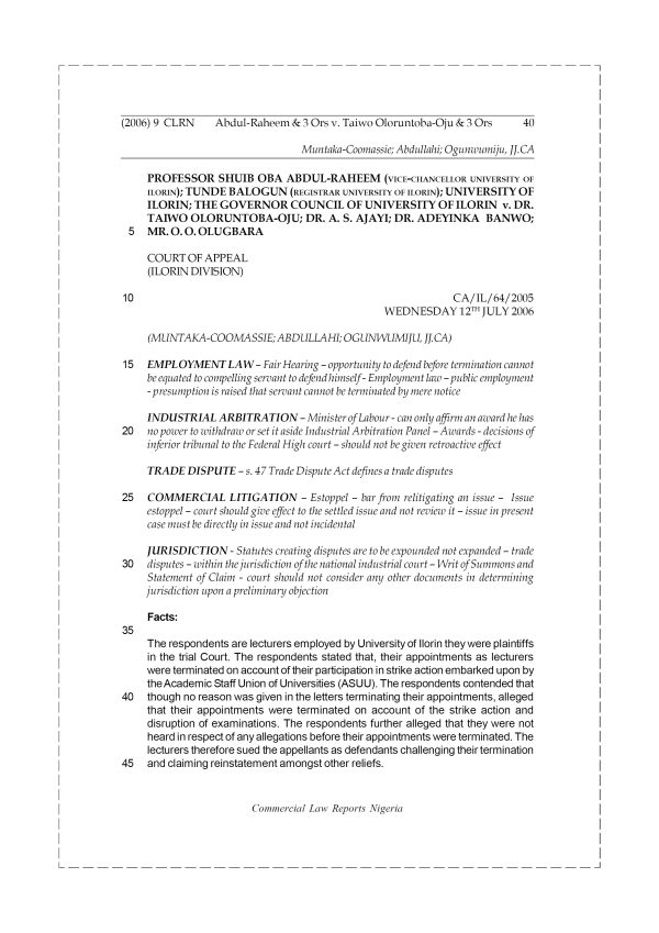 Abdul-Raheem & 3 Ors v. Taiwo Oloruntoba-Oju & 3 Ors