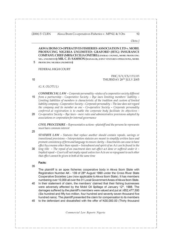 Akwa Ibom Co-operatives Fisheries v. MPNU & 3 Ors