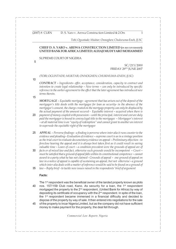 D. S. Yaro v. Arewa Construction Limited & 2 Ors