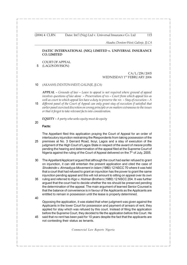 Datec Int’l (Nig) Ltd. v. Universal Insurance Co. Ltd