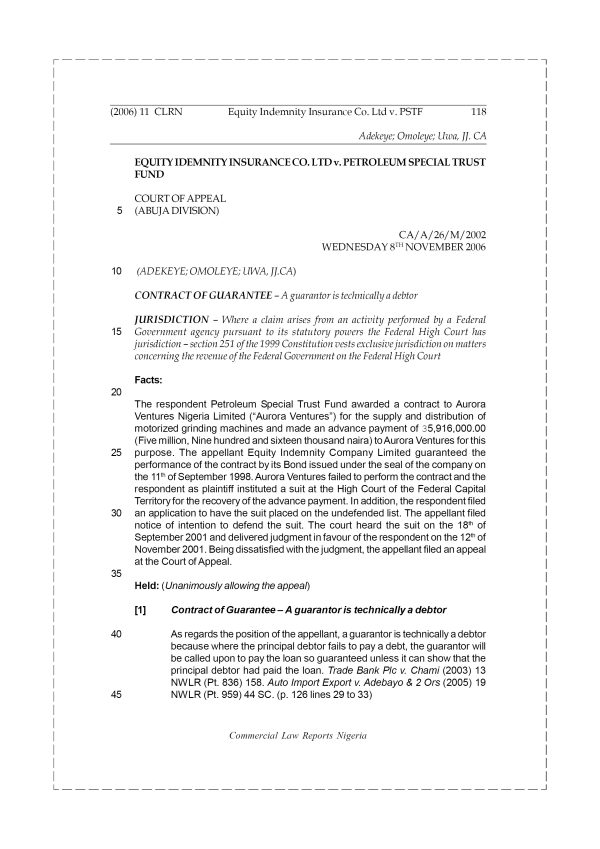 Equity Indemnity Insurance Co. Ltd. v. PSTF