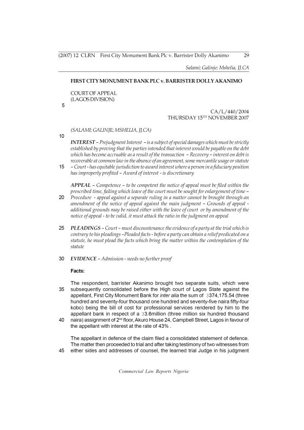 First City Monument Bank Plc v. Barrister Dolly Akanimo