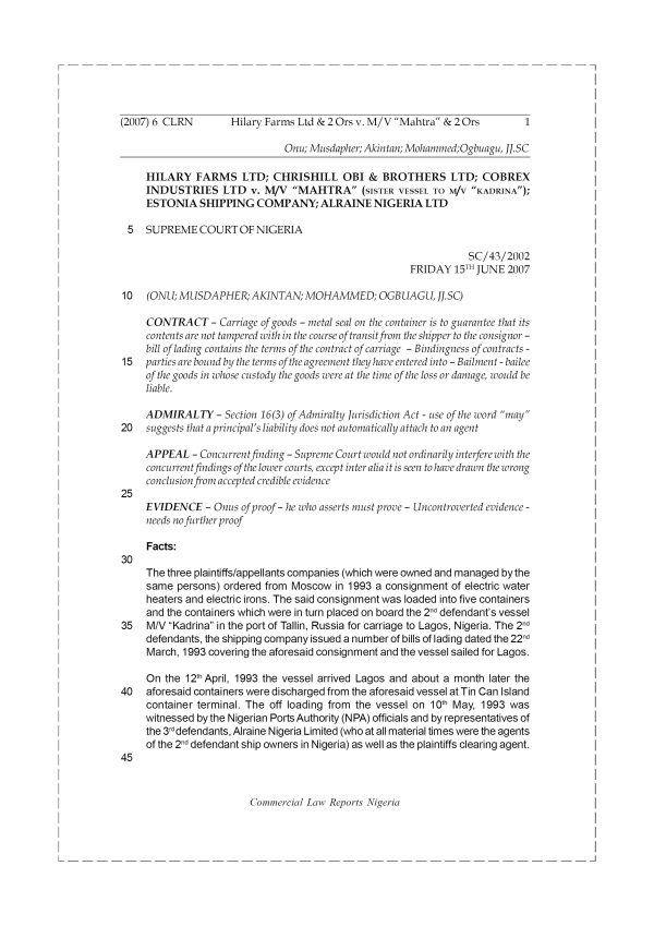 Ilokson & Co. (Nig.) Ltd v. Union Bank of (Nig) Plc