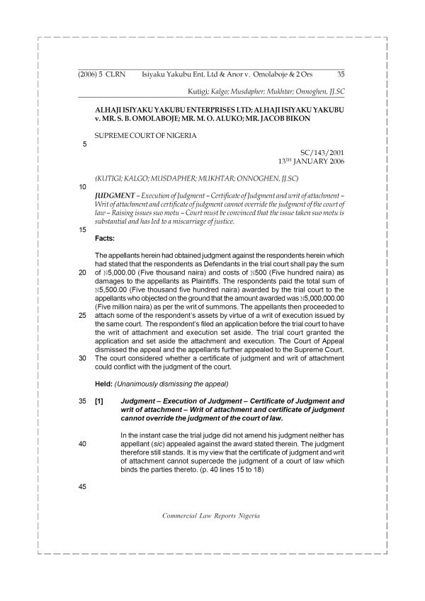 Isiyaku Yakubu Ent. Ltd & Anor v. Omolaboje & 2 Ors