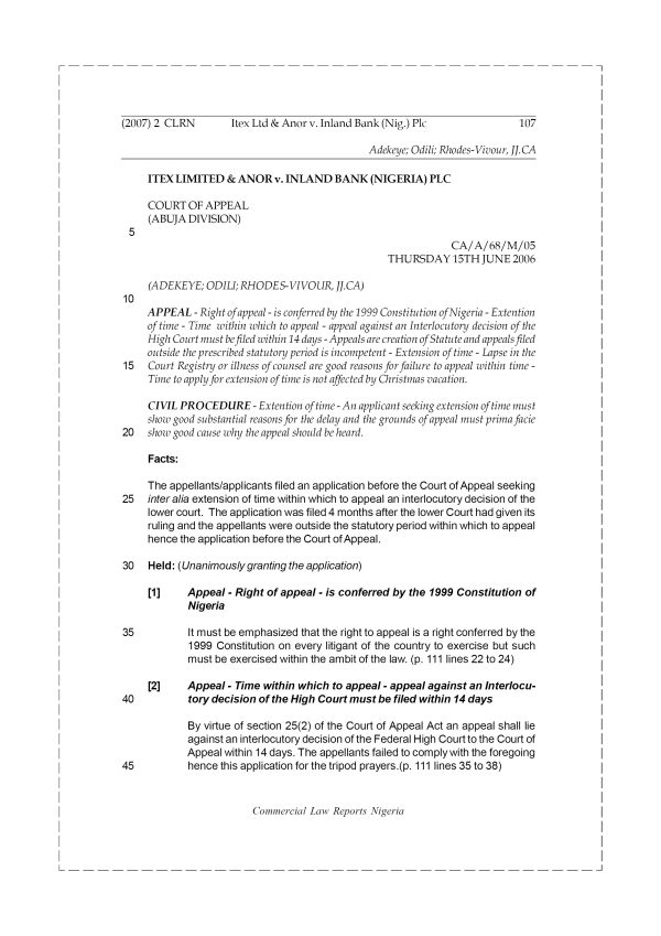 Itex Limited & Anor v. Inland Bank Nigeria Plc