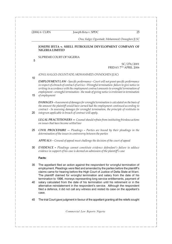 Joseph Ifeta v. SPDC