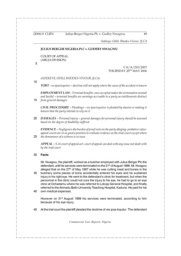 Julius Berger Nigeria Plc v. Godfry Nwagwu