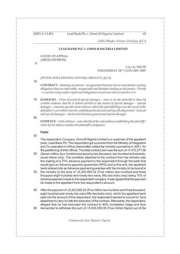 LEAD BANK PLC v. OMNI-B NIGERIA LIMITED