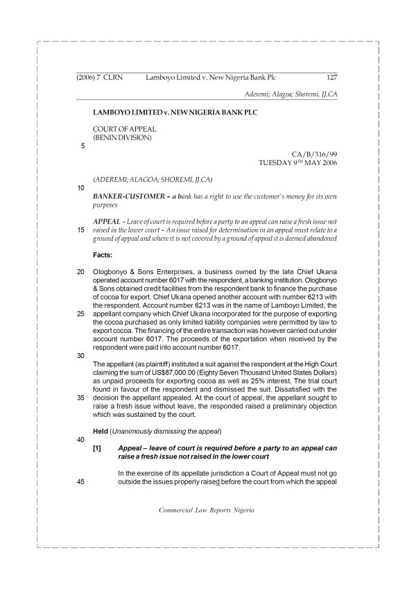 Lamboyo Limited v. New Nigeria Bank Plc