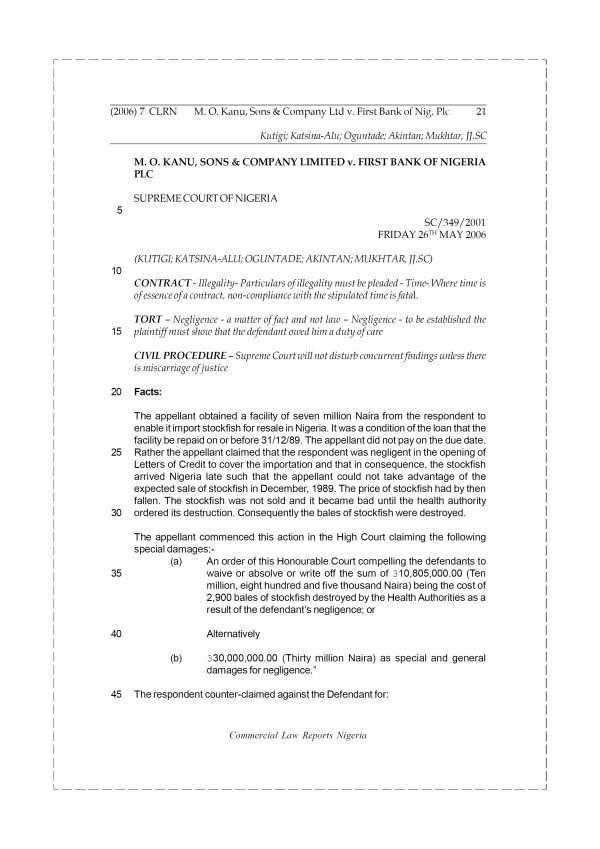 M. O. Kanu, Sons & Company Ltd v. First Bank of Nig. Plc