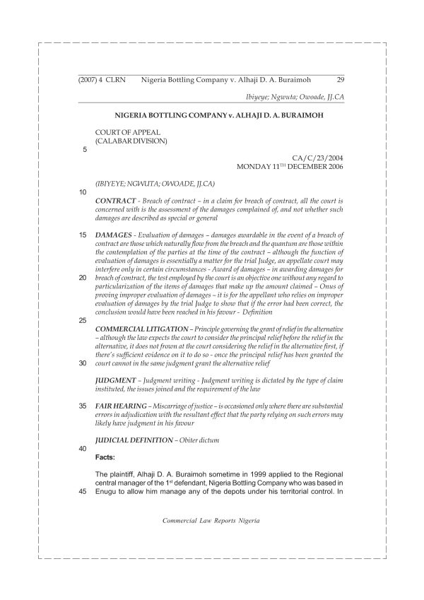 NIGERIA BOTTLING COMPANY v. ALHAJI D. A. BURAIMOH