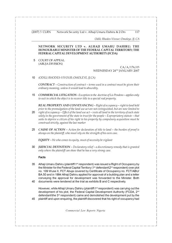 Network Security Ltd v. Alhaji Umaru Dahiru & 2 Ors