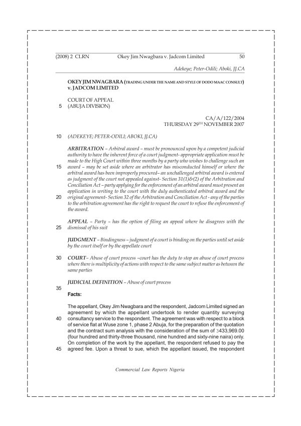 Okey Jim Nwagbara v. Jadcom Limited