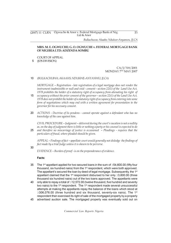 Ogwuche & Anor v. F. M. B. N. Ltd  & Anor