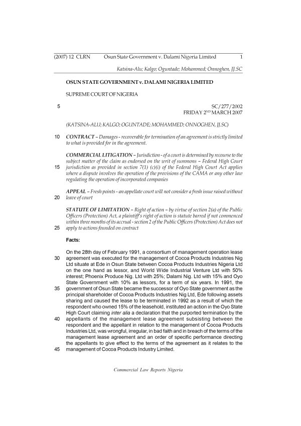Osun State Government v. Dalami Nigeria Limited