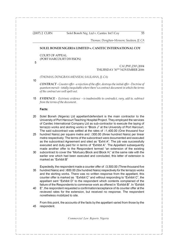Solel Boneh Nigeria Ltd. v. Canitec Int’l Coy