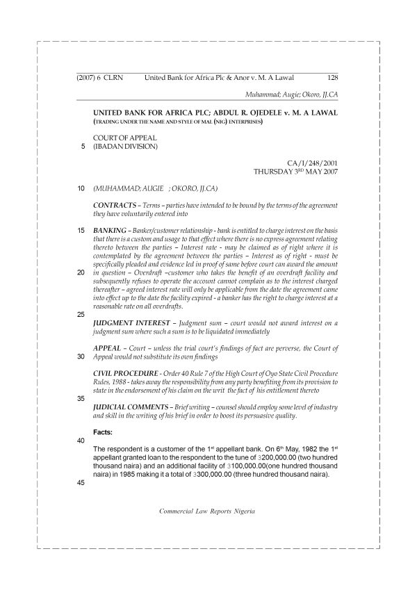 United Bank for Africa Plc & Anor v. M. A Lawal