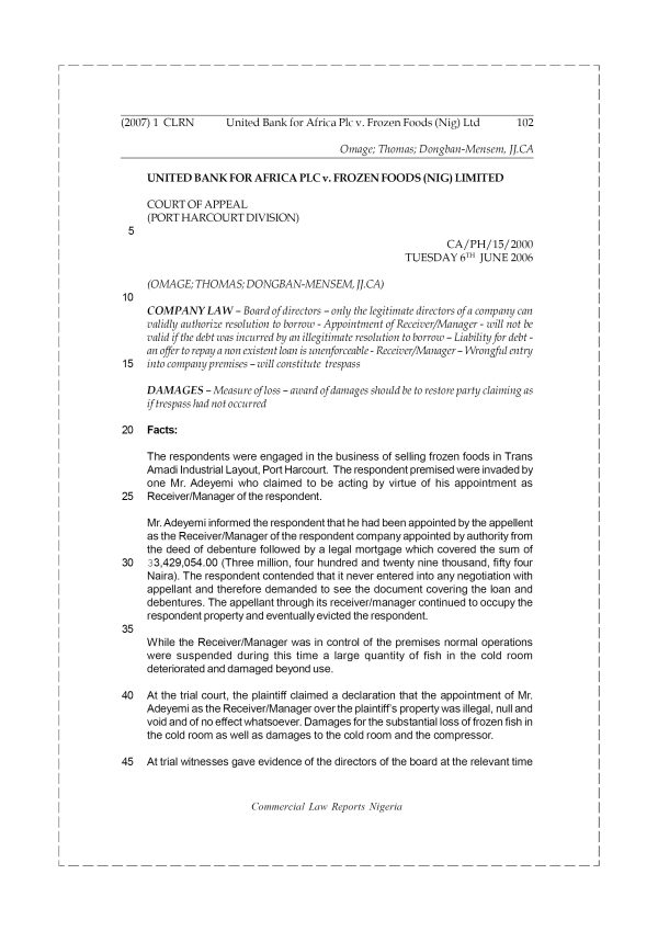 United Bank for Africa Plc v. Frozen Foods (Nig) Ltd