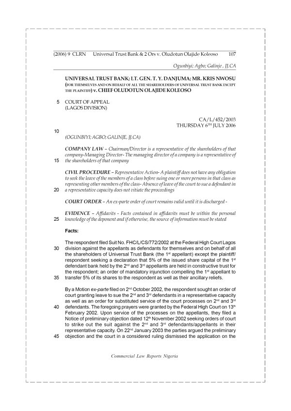 Universal Trust Bank & 2 Ors v. Oludotun Olajide Koleoso