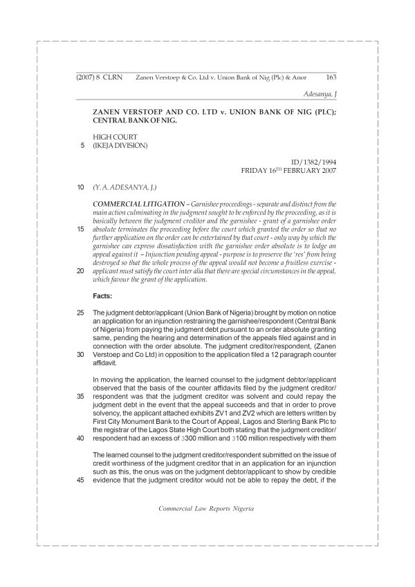 Zanen Verstoep & Co. Ltd v. Union Bank of Nig Plc